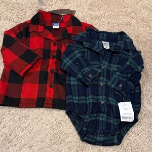 Baby Boy Carter's Old Navy Plaid Shirts Lot of 2 Read Description